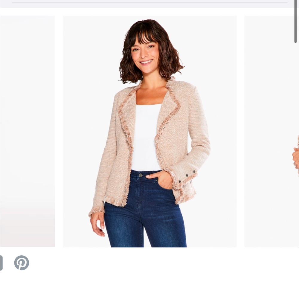 NWT Nic+Zoe Mixed Knit Fringe Jacket